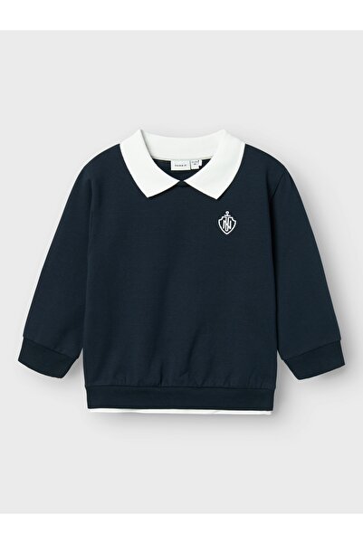 name ıt Nmmron Nreg Sweat Bru - Navy Blue Sweatshirt 13236360