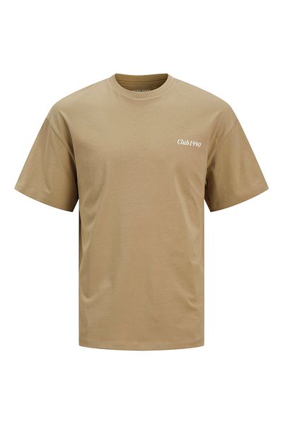 Jack & Jones Jjebradley Beige Graphic T-Shirt - O-Neck, Ss Model, Noos