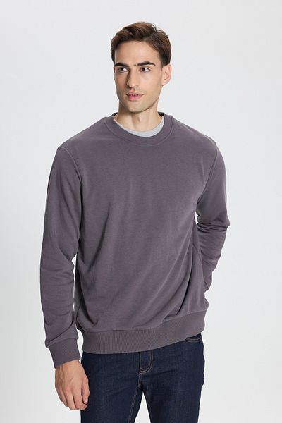 George Henry 3-fädiges, warmes Baumwoll-Sweatshirt mit normaler Passform und Rundhalsausschnitt für Herren in Dunkelgrau