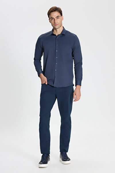 George Henry Синя сорочка Slim Fit Oxford з бавовни - легка в прасуванні, італійський комір, рукави з манжетами