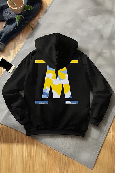 Edit by Trendyol Black Unisex Printed Hooded Sweatshirt - Warm Regular Cut Tedaw25Sw00042