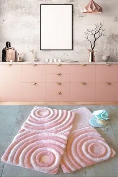 Chilai Home Wave Powder Σετ 3 τεμαχίων - Πλένεται και αντιολισθητικό χαλί μπάνιου, ακρυλικό