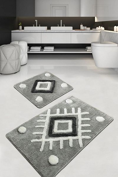 Chilai Home Ακρυλικό Punica Grey Σετ 2 τεμαχίων - Μοκέτα μπάνιου