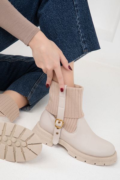 SOHO Beige Women's Boots - 20065 Model Bootie
