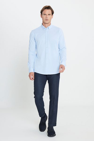 ALTINYILDIZ CLASSICS Cotton Slim Fit Slim Fit Buttoned Lapel Shirt