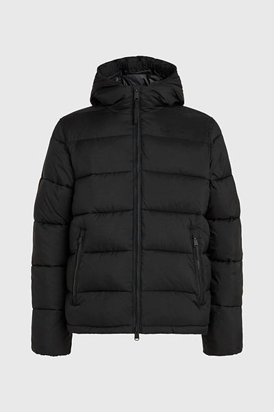 Calvin Klein Pánský kabát Calvin Klein – černý s kapucí, zipem a stylovým vzhledem