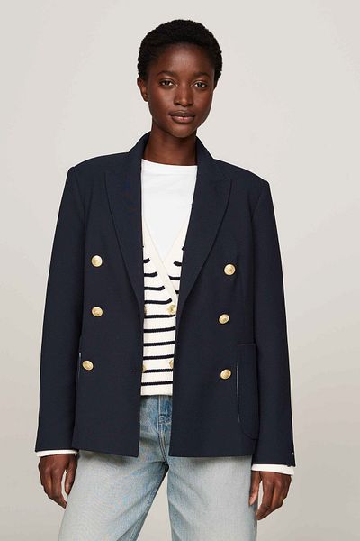 Tommy Hilfiger Keprové sako zlatej farby – strih Regulir