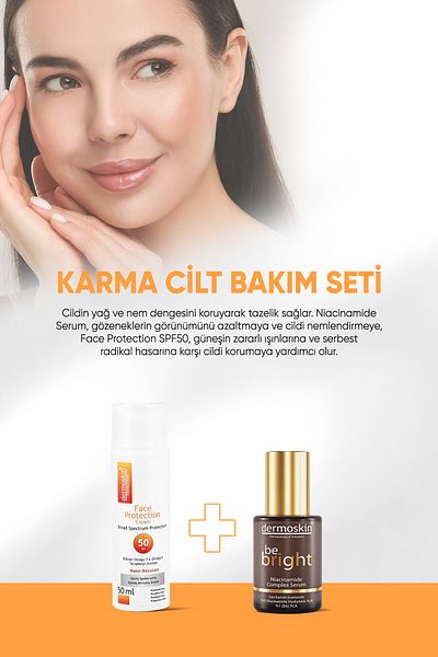 Dermoskin Mixed Skin Care Set |   Face Protection Sun Cream Spf 50+ |   Niacinamide Complex Serum |   50+30ml