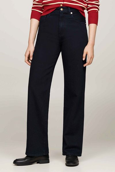 Tommy Hilfiger Pantaloni de damă negri standard cu talie înaltă, cu picioare drepte, din denim, RELAXED BOOTCUT HW DEB