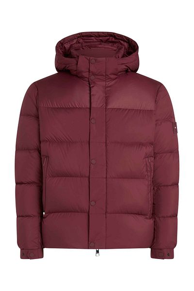 Tommy Hilfiger Weinroter Herren-Daunenmantel – Kapuzenpullover, Reißverschluss und Markendetails MW0MW36569-VLP