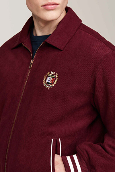 Tommy Jeans Pánský vínový kabát – Dm0Dm19626Vlp Crest Cord Letterman