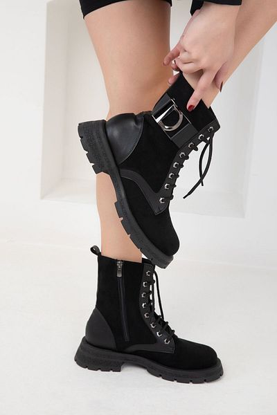 SOHO Μαύρα σουέτ γυναικείες μπότες - 20062 Model Bootie