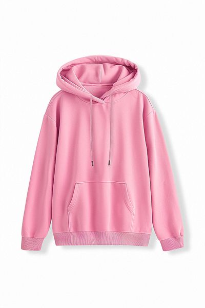 Trendyol Collection Světle růžová tlustá fleecová oversize pletená mikina s kapucí Twoaw24Sw00103