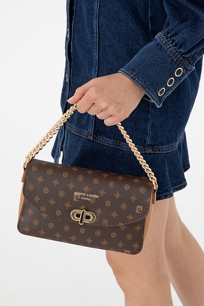 Pierre Cardin Coffee Monogram Women's Shoulder Bag 05Pc24K24107