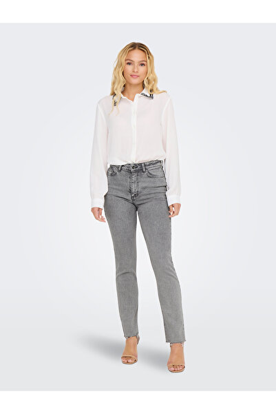 JDY Jdylullu Dnm Grey Straight Jeans - Hw Ank