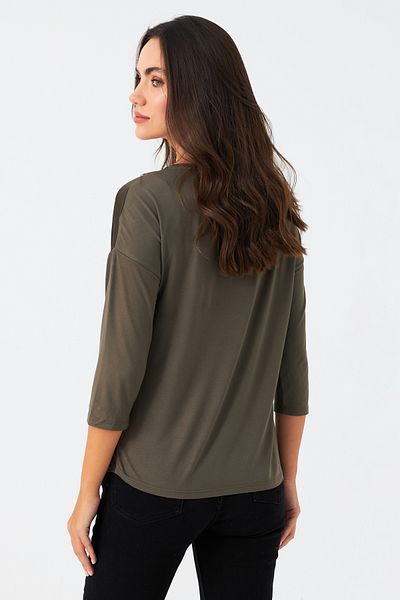 Cool & Modest Khakifarbene Damenbluse aus Satin – MAYD16