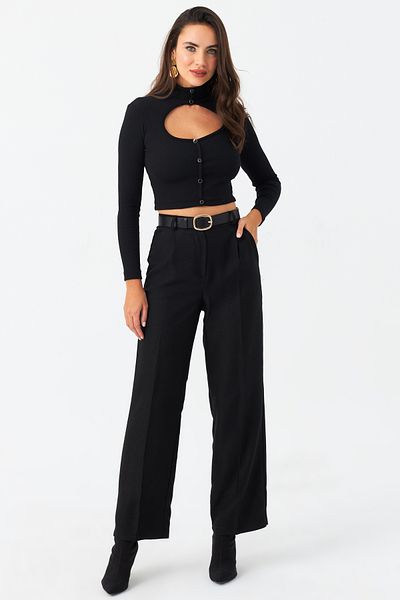 Cool & Sexy Women's Black Pants - Elastic Waist, Ela6782