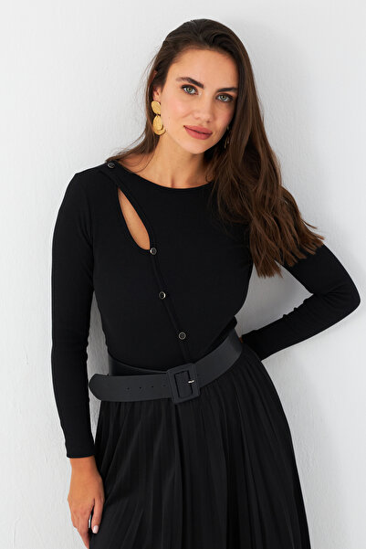 Cool & Sexy Μαύρη γυναικεία μπλούζα Camisole - Drop Front EY2974