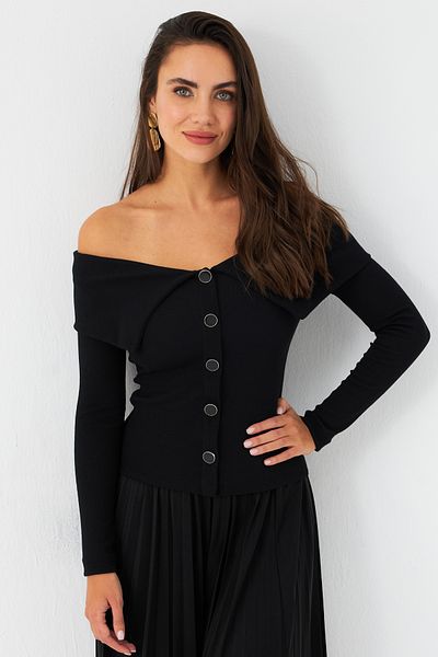 Cool & Sexy Schwarze, geknöpfte Camisole-Damenbluse EY2985