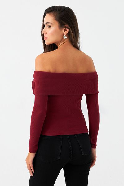 Cool & Sexy Bluzka Madonna Collar Burgund - Rozpinana, Damska, Ey2559