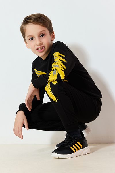TRENDYOL SHOES Černý úplet Gumové Šněrovací Velké chlapecké dětské tenisky Takaw25Sn00058