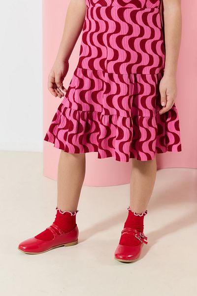 TRENDYOL SHOES Lakkbőr Mary Jane piros duplaszalagos nagy/kis gyerek balerinák - TAKAW25BE00011