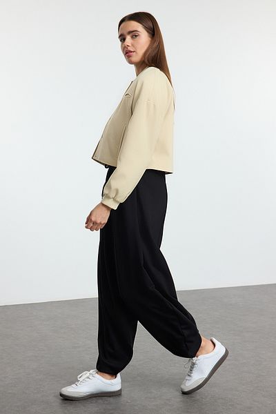 Trendyol Collection Μαύρο Soft Touch Καρότο/Shalwar Ευέλικτο Πλεκτό Παντελόνι Φούτερ TWOAW25EA00001