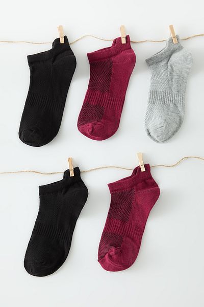 Trendyol Collection Опаковка от 5 бордо-многоцветни памучни спортни чорапи за йога - Twoaw20Co0011