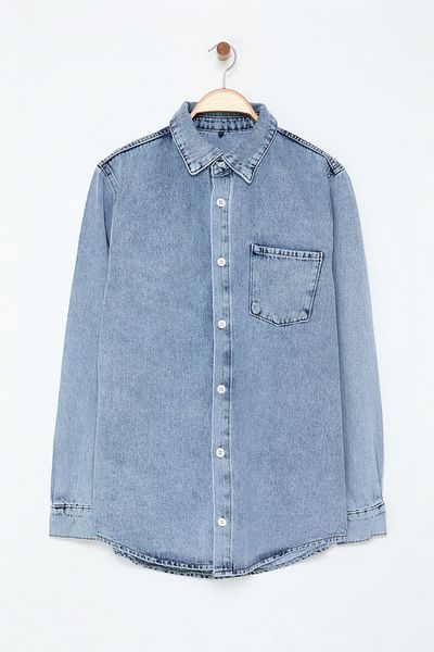 Trendyol Collection Light Blue Regular Fit Denim Shirt and Jacket Set - Tmnaw25Ce00001
