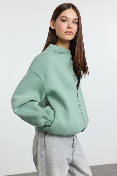 Trendyol Collection Φούτερ με φερμουάρ με χοντρό φλις μέντα - TWOAW25SW00122