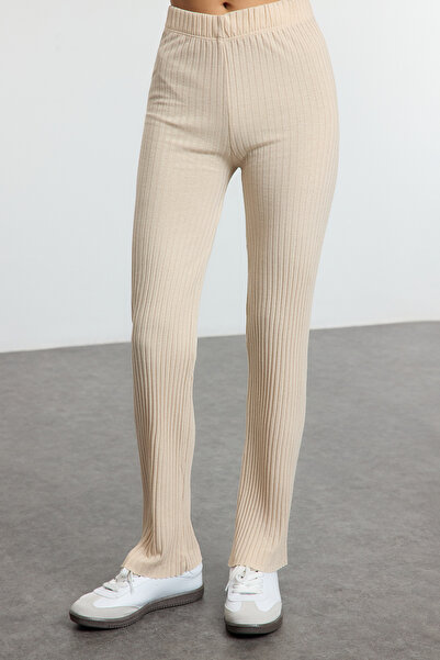 Trendyol Collection Rugalmas kordbársony kötött - kő hasított Palazzo blúz és alsó öltöny TWOAW25AU00152