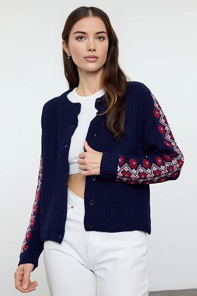Trendyol Collection Sötétkék hímzett kötöttáru kardigán - TWOAW25HI00379