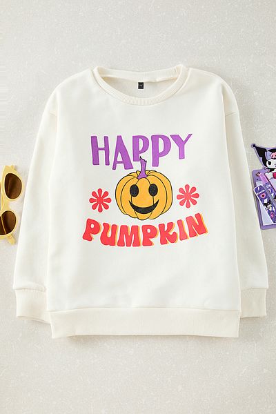 TRENDYOLKIDS Εκρού Unisex εμπριμέ πλεκτό φούτερ TKDAW25SW00096
