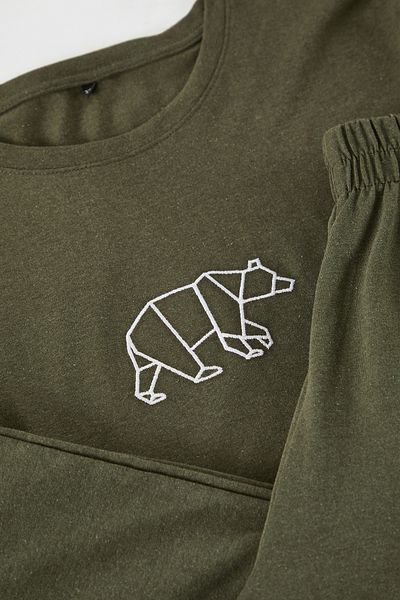 Trendyol Collection Bedrucktes Khaki-Pyjama-Set in Übergröße – TMNAW25AI00000