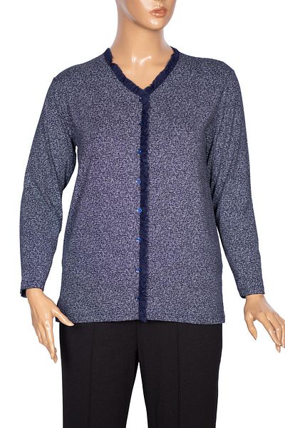 Pıtırcık Cimariva Women's Country Large Size Frilly Navy Blue Blouse