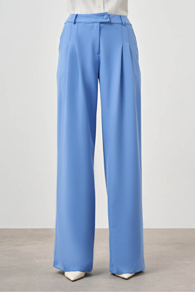 Mizalle Pileli Double Mavi Pantolon