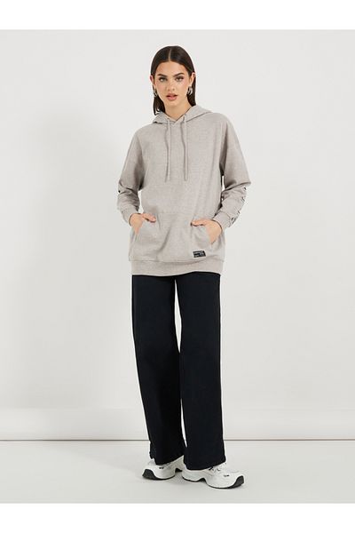 Styli Oversized Longline Dropped Shoulder Hoodie with Back Print