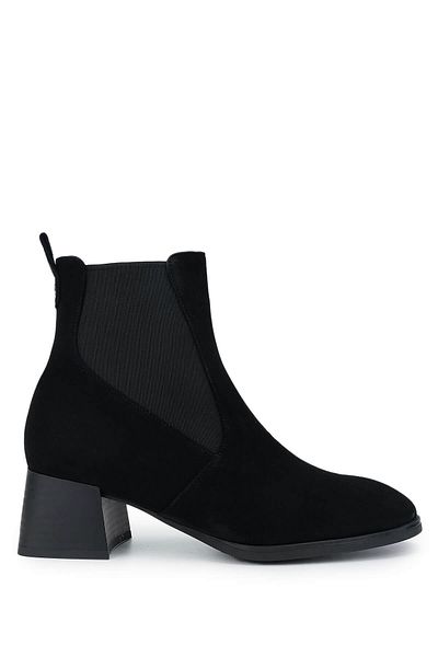 Tamer Tanca Women's Genuine Leather Black Suede Heeled Boots