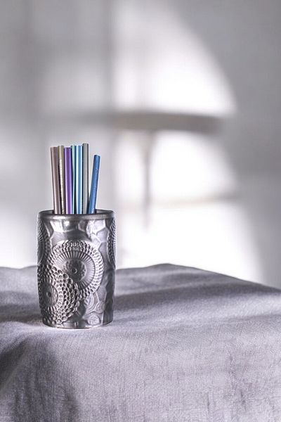 Evene 12 Model Silver Antique Colored Pen Holder Organizer - Desk Pen Holder