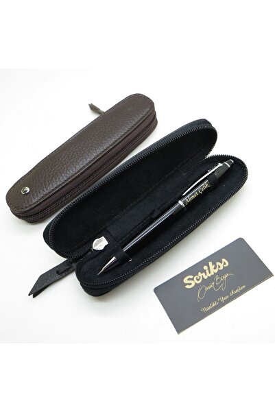 Signator İsme Özel Scrikss Deri Kılıflı Parlak Siyah 0.7 Mekanik Uçlu Kalem
