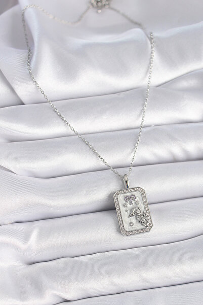 BSRE قلادة نسائية فضية اللون بتصميم برج الحمل (فولاذ 316L)