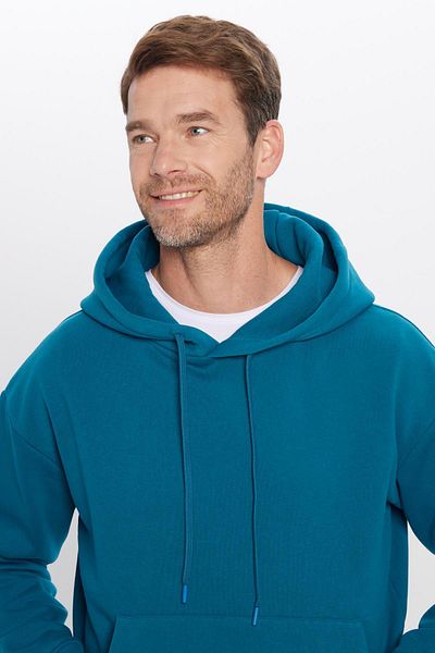 Tudors Φούτερ Unisex Oversize φαρδιά κομμένη βαμβακερή υφή Basic Oil με κουκούλα με φλις μέσα