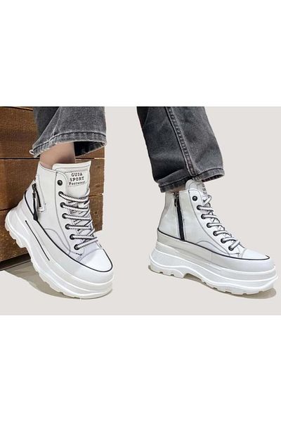 Guja 24K345-4 Γυναικείες αθλητικές μπότες μόδας με ψηλή σόλα από γνήσιο δέρμα
