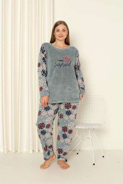 shopshop Women's Well Soft Large Size Fleece Plush Pajama Set-20078