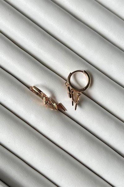 CERENY.CO Lightning Dangle Hoop Earrings Pair| Steel