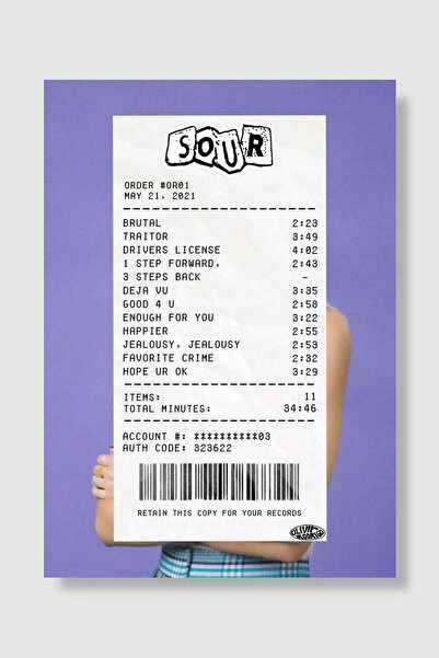 kubdekor Olivia Rodrigo Sour Müzik Poster Çerçevesiz Yüksek Kalite Müzik Afiş...