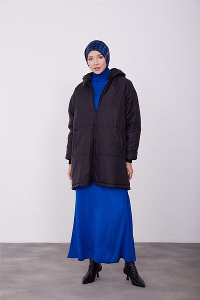 Armine Μαύρο παλτό με κουκούλα Oversize - Κινητό 23k7210