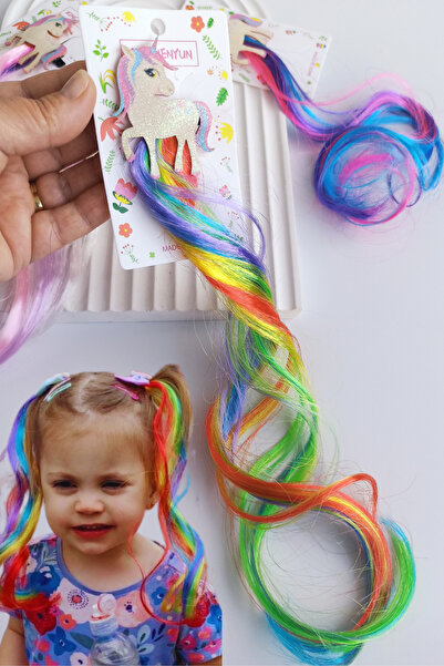 Nisankids Цветни химикалки във формата на еднорог Изкуствени удължители за коса