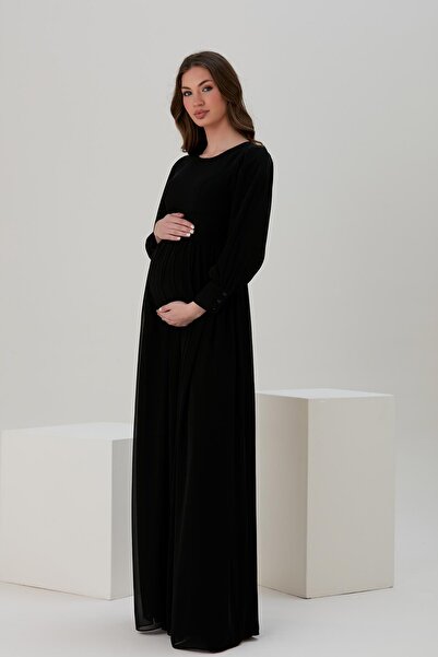 LİYACA HAMİLE ŞİFON TESETTÜR UZUN ELBİSE ÇEKİM, ABİYE