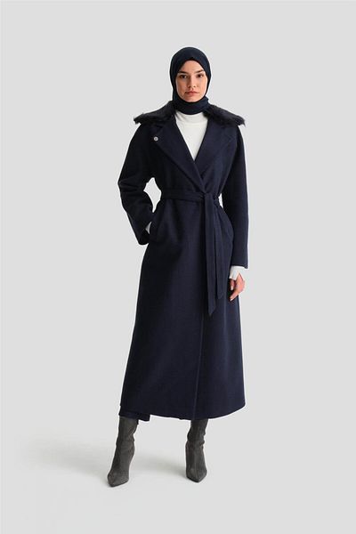 Armine Κινητό γούνινο παλτό ολόσωμο μανίκι 24k8105 Navy Blue